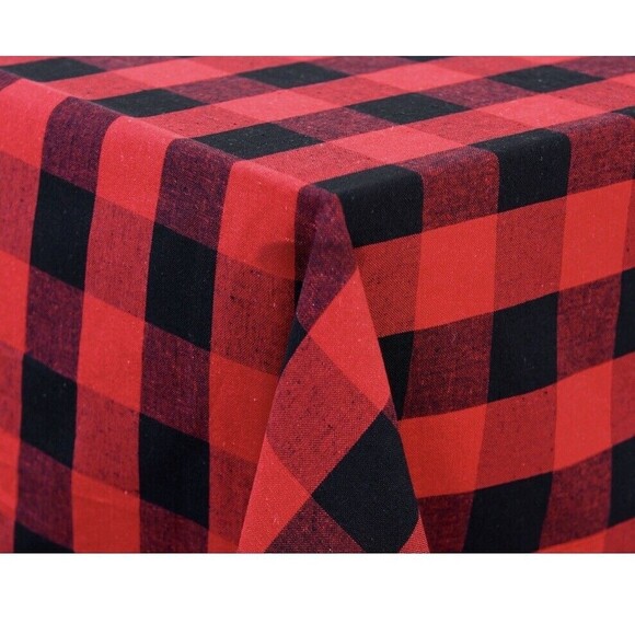 New CHRISTMAS Buffalo plaid tablecloth 60 x 84” inch water resistant Easy Care - Picture 5 of 12